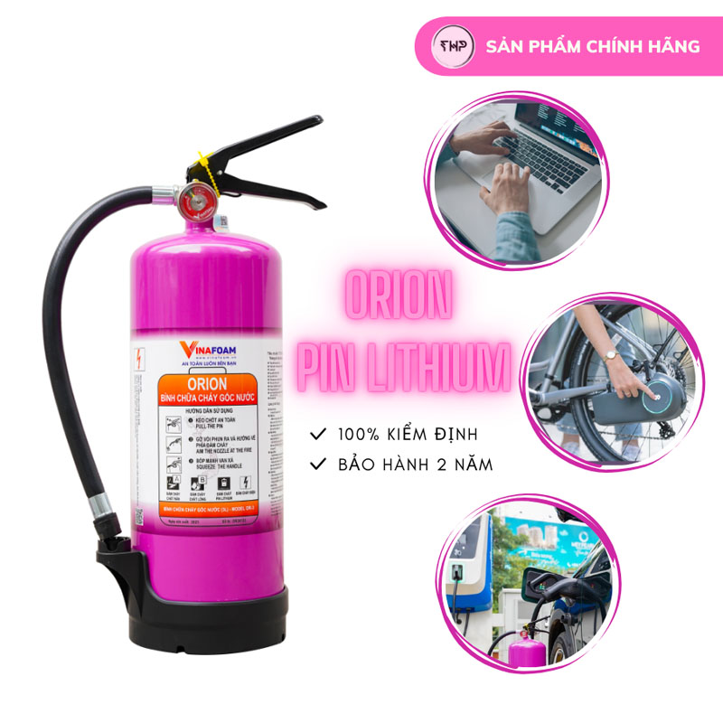 Bình chữa cháy Pin Lithium ORION 3L ạt chuẩn TCVN 7026:2013 & EN3-7:2004 Bình chữa cháy Pin Lithium ORION 3L